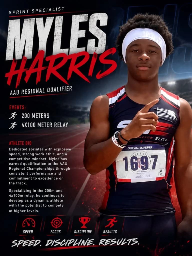 Myles Harris, Track & Field athlete at Schindewolf Intermediate